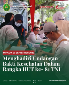 Mewakili Ketua PN Muara Bungo, Hakim Dimas Aria Putra Justicia, S.H., M.H.Li. Hadiri Bakti Kesehatan HUT ke-81 TNI.