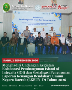 Sinergi & Penguatan Integritas: Sekretaris PN Muara Bungo Hadiri Kegiatan Kolaborasi Island of Integrity (IOI) & Sosialisasi LKBUN-D Tahun 2026.